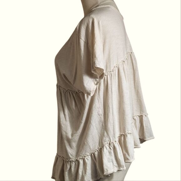 Altar'd State Anthropologie Oatmeal Babydoll Relaxed Top - Picture 5 of 6